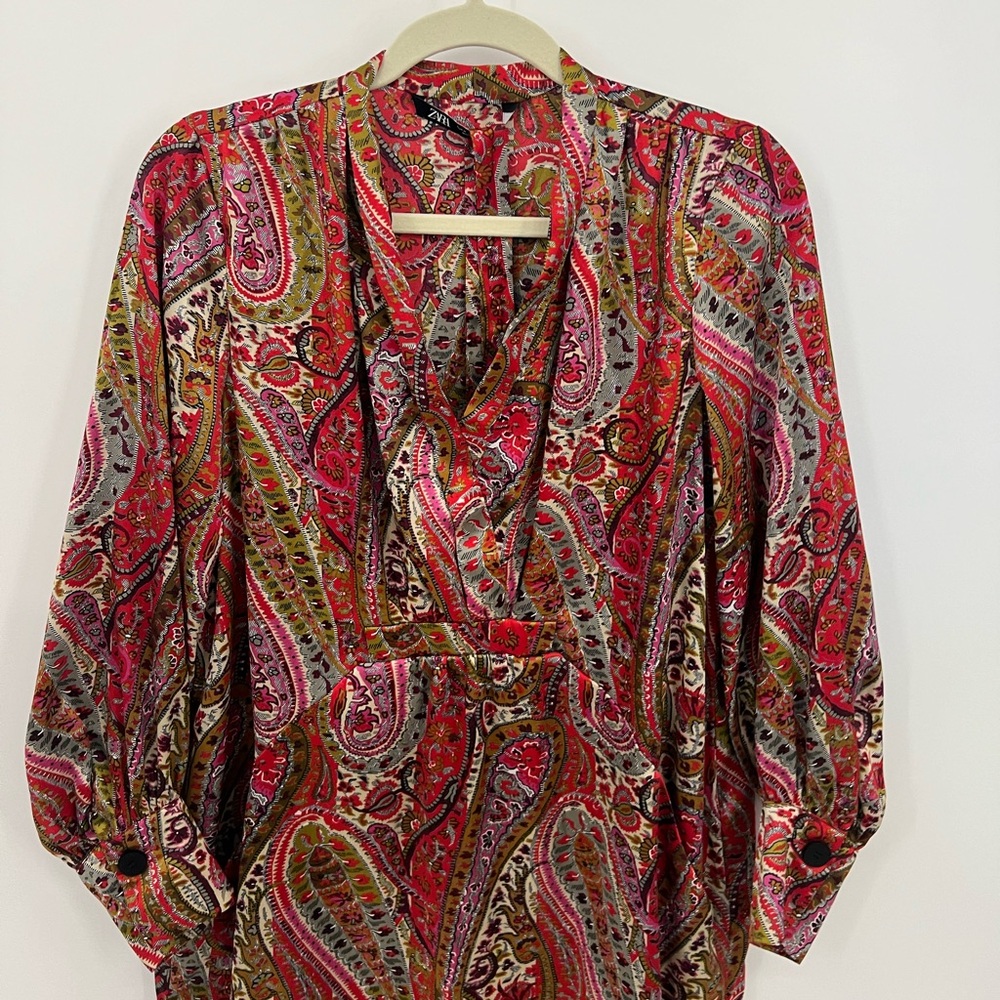 Zara paisley satin midi dress - Picture 3 of 11